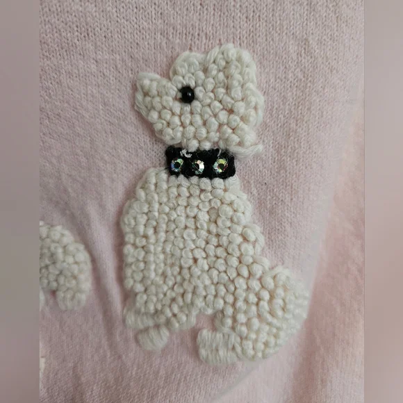 Rare Lucky Brand Light Pink Sweater with Poodle Embroidery - Picture 7 of 9